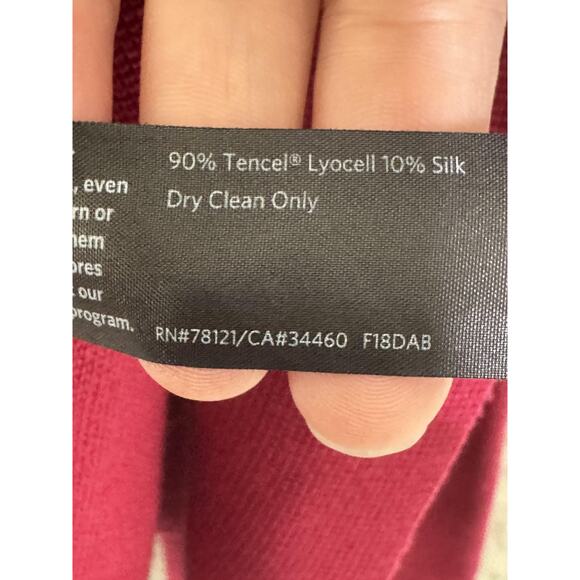 Eileen Fisher Sweater Womens Large Pink Open Front Cardigan Tencel Silk Blend - Picture 4 of 8